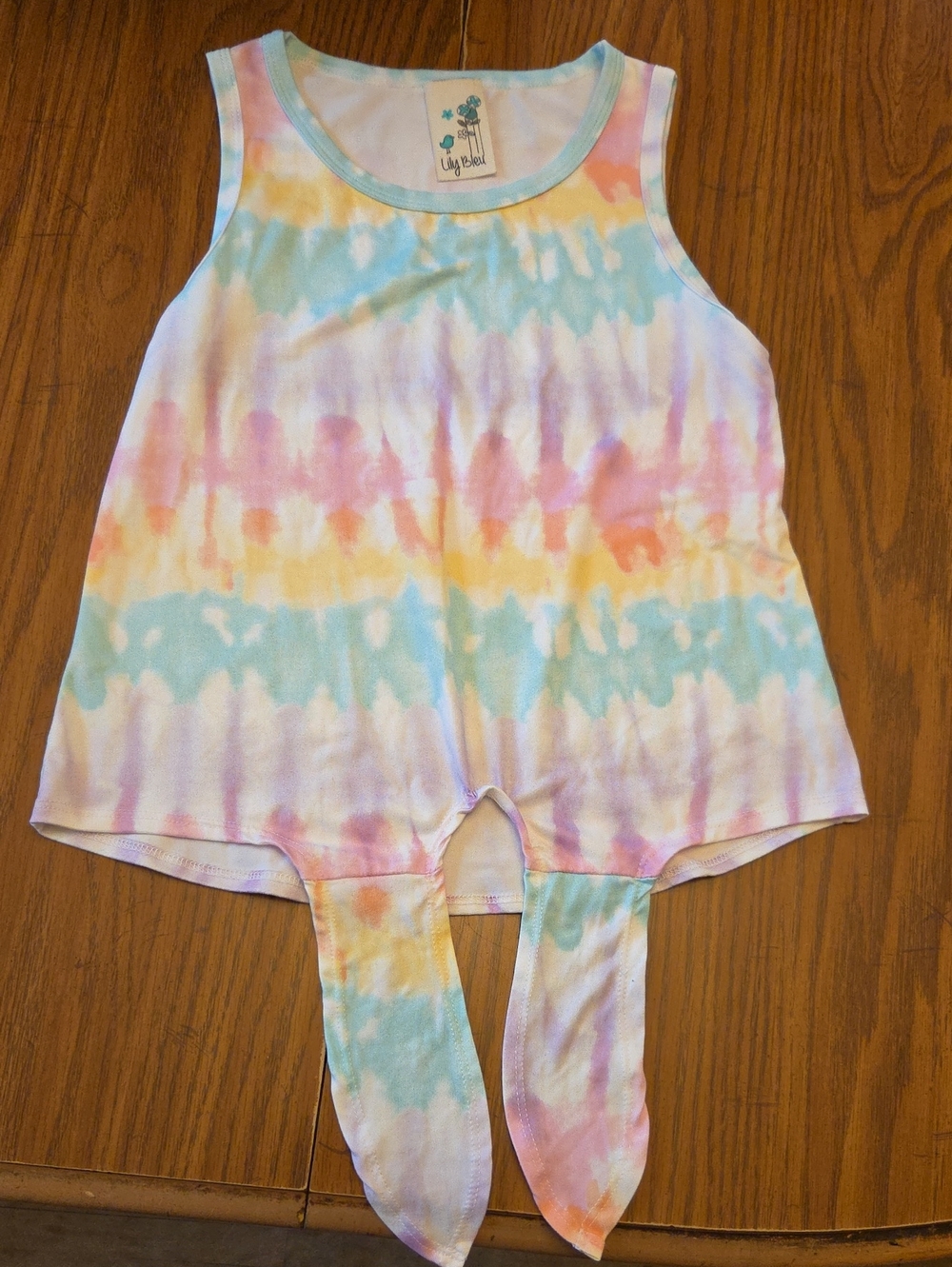 Lily Bleu Pastel Tie-Dye Tank Top with Front Ties - Pink, Yellow, Blue